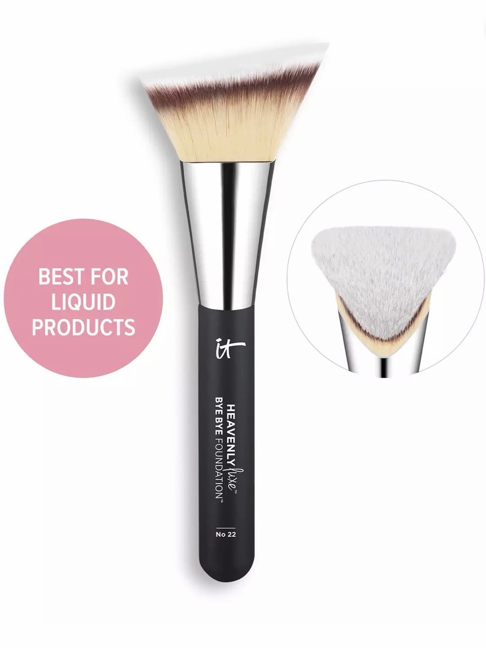 it cosmetics Angled Foundation Brush with Pink-Tipped Bristles